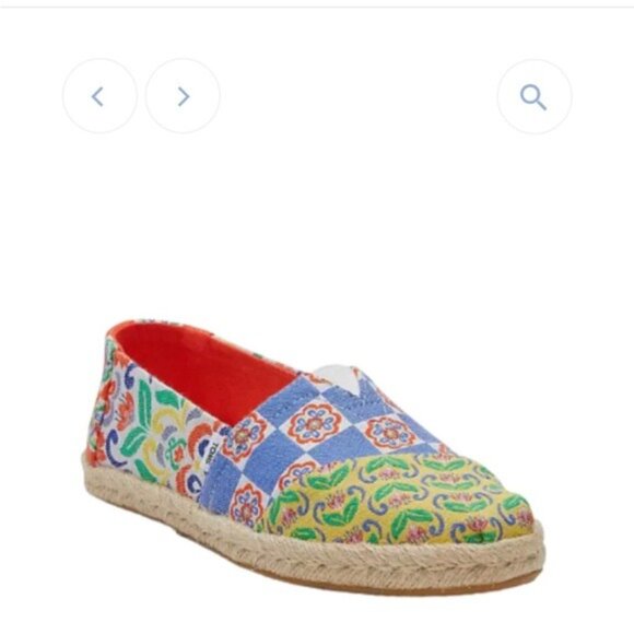 TOMS Alpargata Rope Espadrille Jacquard - Red Multi Mediterranean Tiles Size 9 - Picture 10 of 11